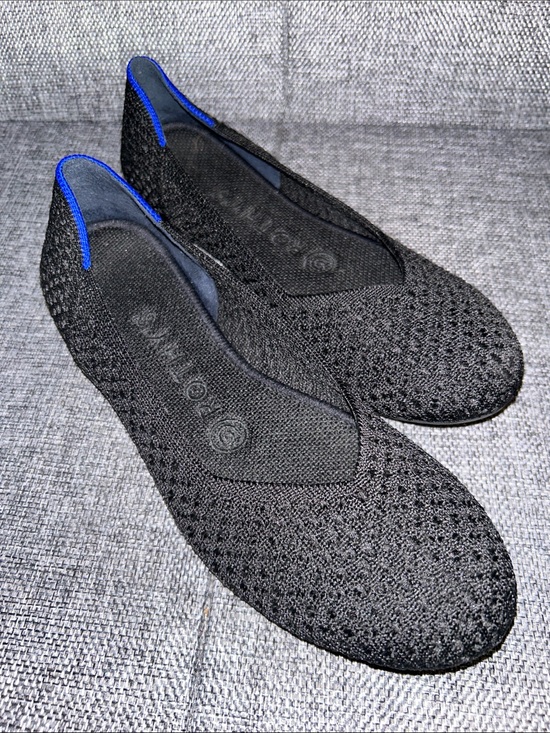 Rothy's Shoes - Rothy's Black Knit Slip-On Flats with Blue Accent
